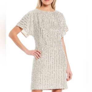 Short Sleeve Round Neck Sequined Shift Mini Dress size 2 new with tags